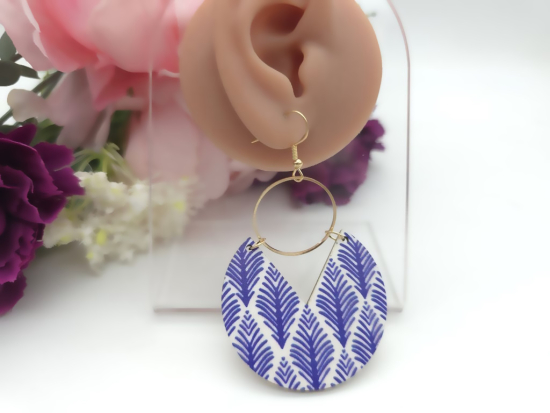 Preview: Große Holz Ohrringe Wood Muster